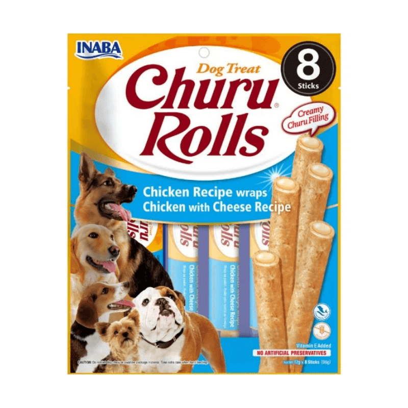 Churu Rolls Recompense pentru caini cu Pui si Branza