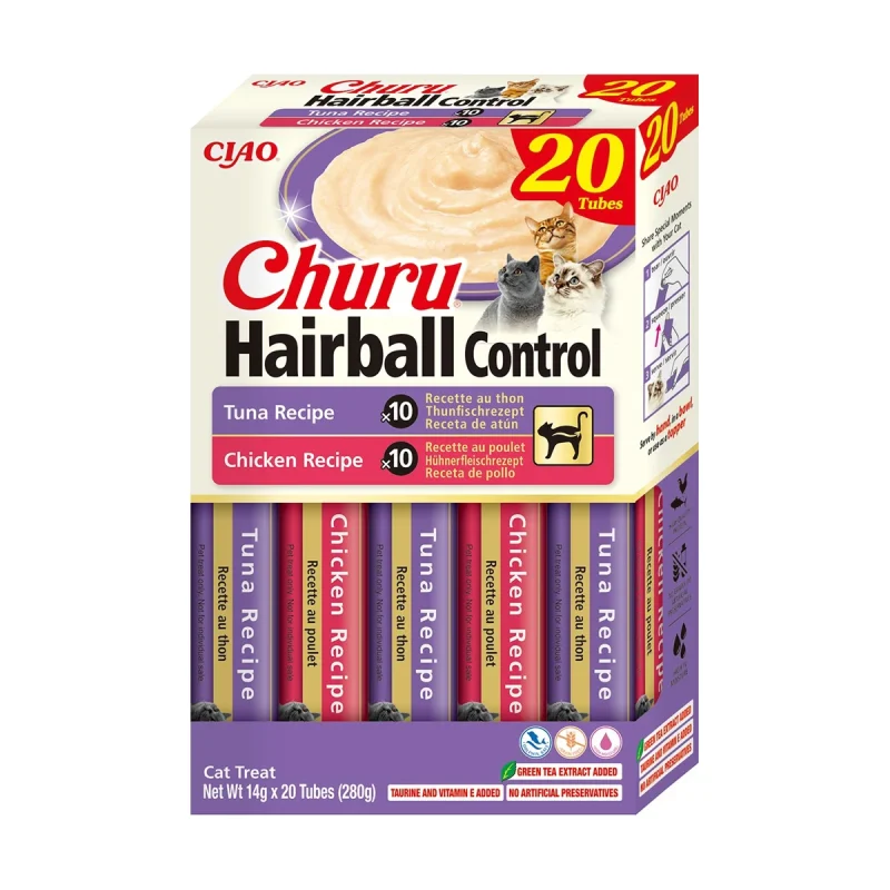Churu Cat Varieties Hairball Recompense Cremoase cu Pui si Ton 20 Buc