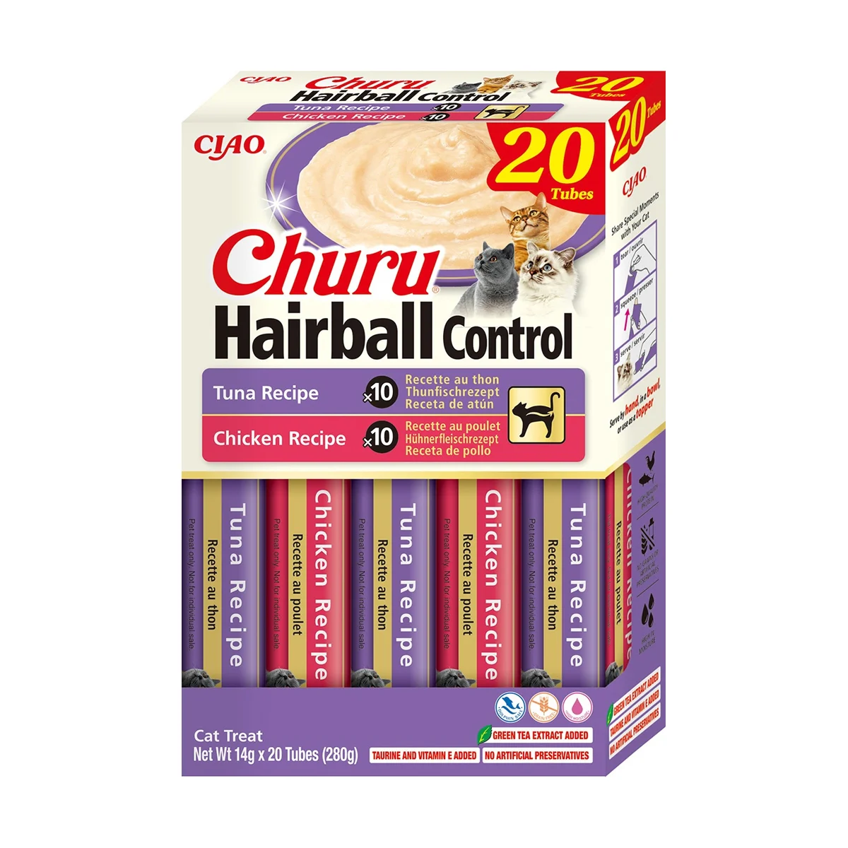 Churu Cat Varieties Hairball Recompense Cremoase cu Pui si Ton 20 Buc