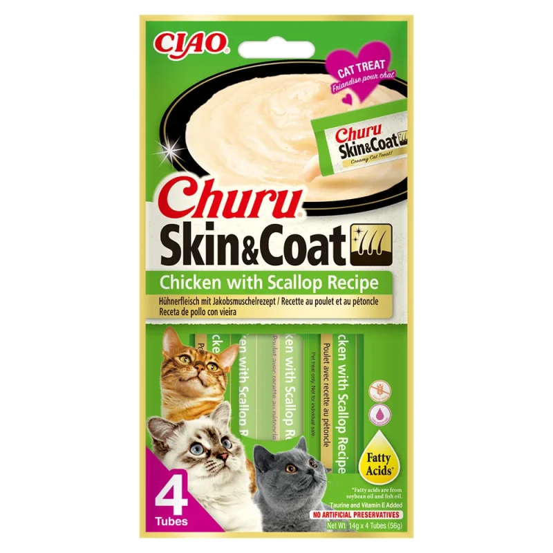 Churu Skin&Coat Recompensa cu Pui si Scoici