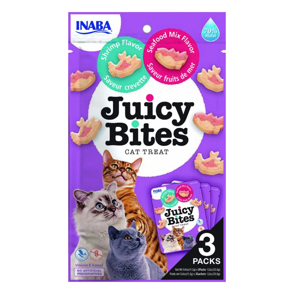 Juicy Bites Recompense pentru Pisici cu Creveti si Mix Fructe de Mare