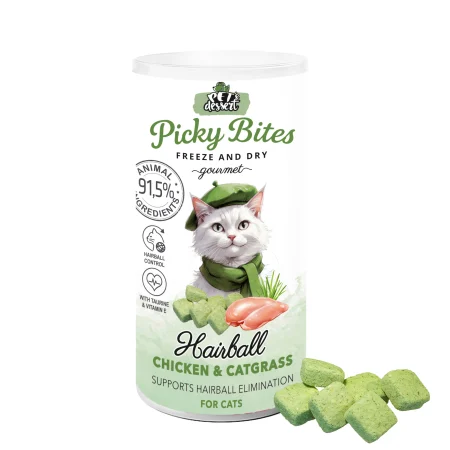 Pet’s Dessert Recompense Picky Bites Hairball cu Pui si Iarba Pisicii (Catgrass)
