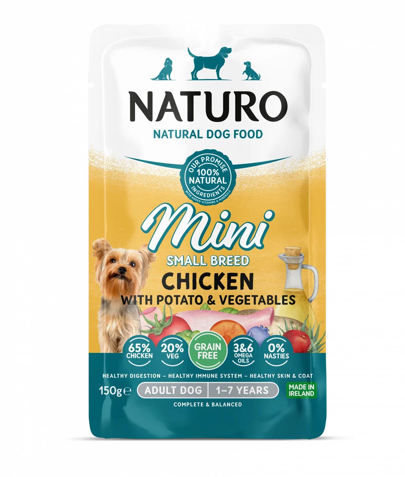 Pouch Naturo Dog Adult Mini cu Carne de Pui