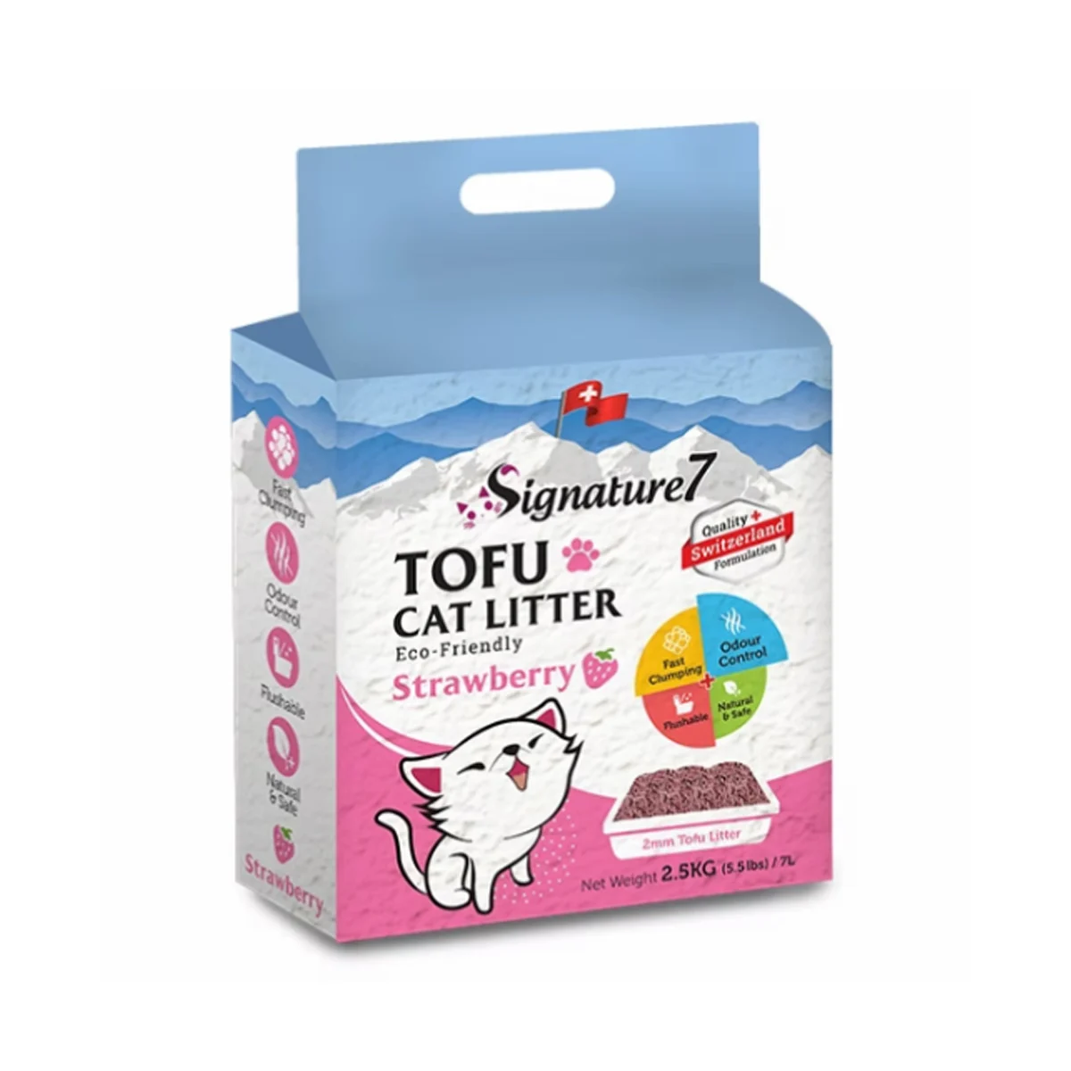 Signature7 Asternut Igienic Tofu pentru Pisici cu Aroma de Capsuni 7 L