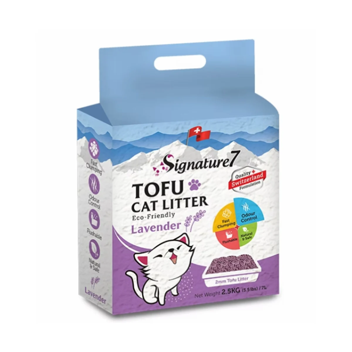 Signature7 Asternut Igienic Tofu pentru Pisici cu Lavanda