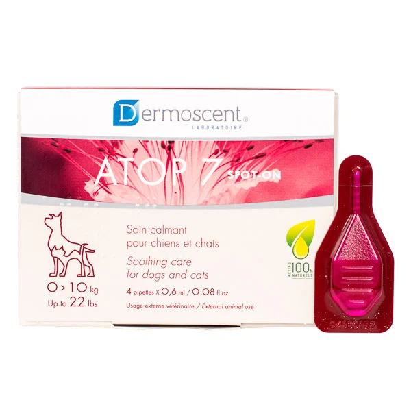 Produs calmant pentru îngrijirea pielii Atop 7 Spot On 0-10 kg, 4 x 0.6 ml Dermoscent