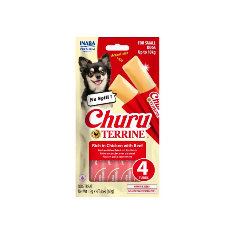 Churu Terrine Small Dog Recompense cu Pui si Vita 15grx4buc