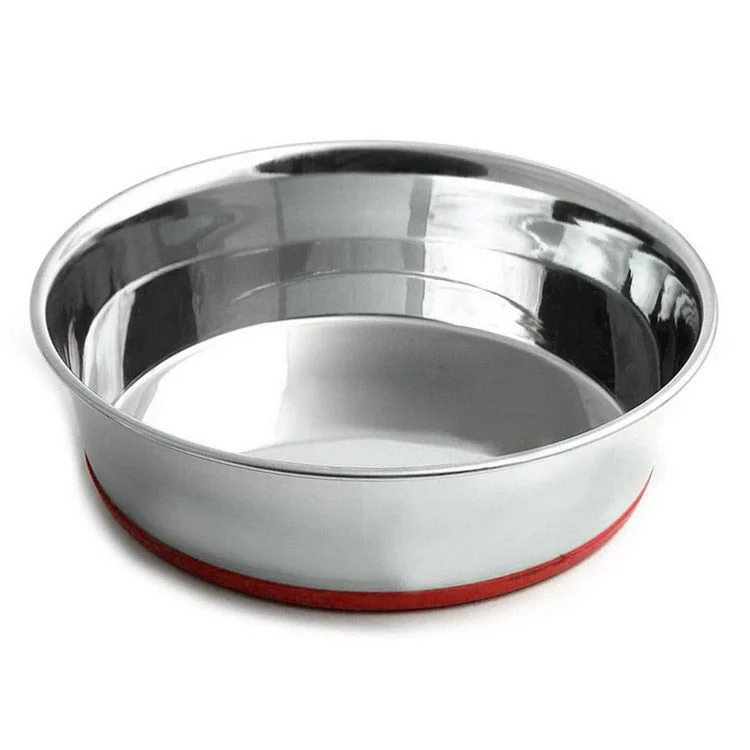 Castron Inox, 4DOG, Bază Antiderapantă Roșie, 17cm, 0.9L