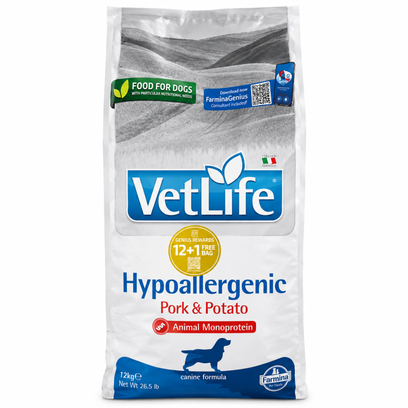 Hrană uscata pisica Farmina Vet Life Hypoallergenic Porc & Cartof 12 kg