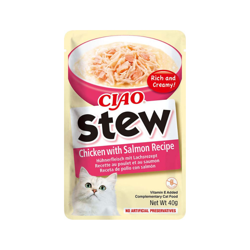 Hrana umeda Ciao Stew pentru Pisici cu Pui si Somon Hrana umeda Ciao Stew pentru Pisici cu Pui si Somon