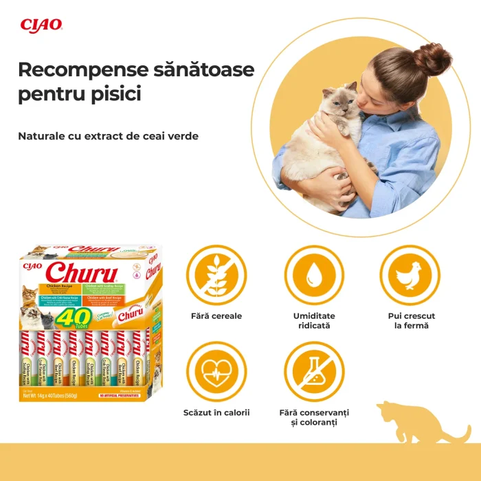 Churu Cat Varieties Recompense Cremoase cu Pui 40 buc - imagine 7