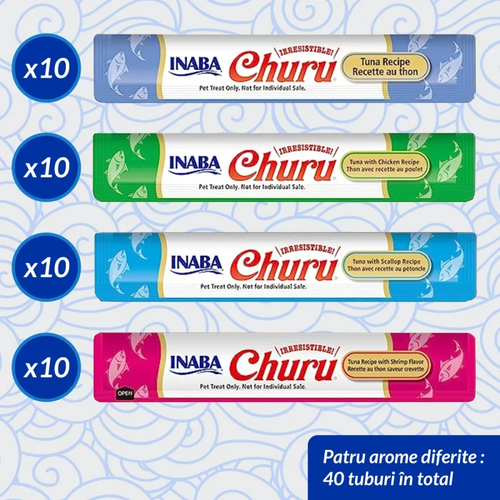 Churu Cat Varieties Recompense Cremoase cu Ton si Fructe de Mare 40 buc - imagine 2