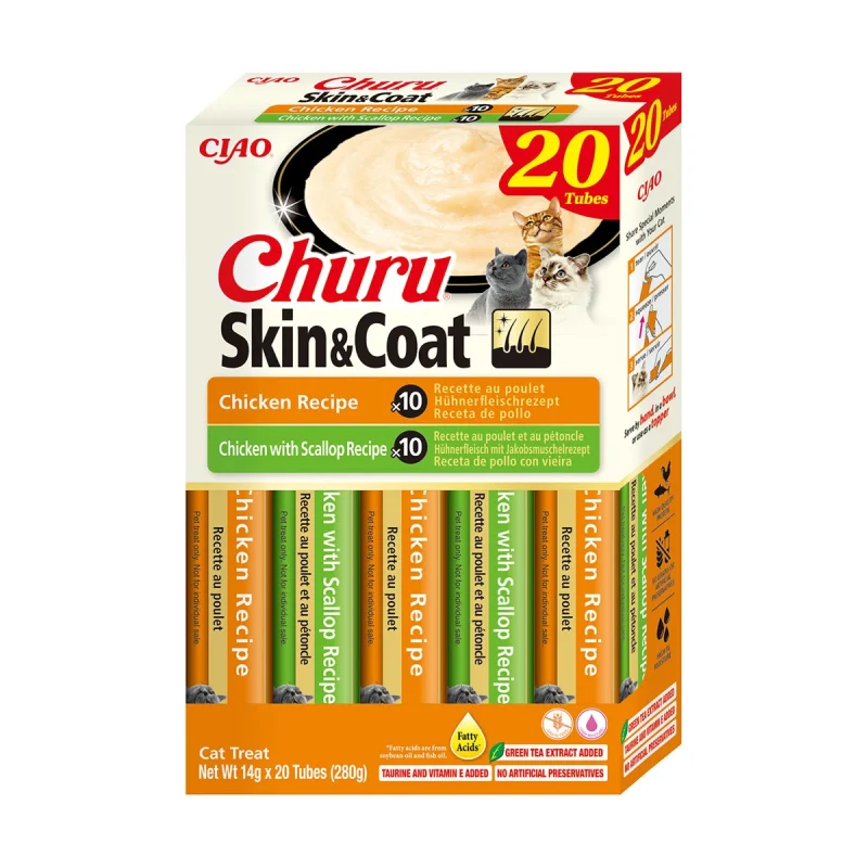 Churu Cat Varieties Skin&Coat Recompense Cremoase cu Pui si Pui cu Scoici 20 Buc